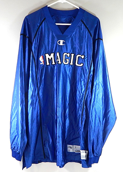 Orlando Magic Champion Team Issued Long Sleeve Vintage Warm Up Shirt Blue XXXL