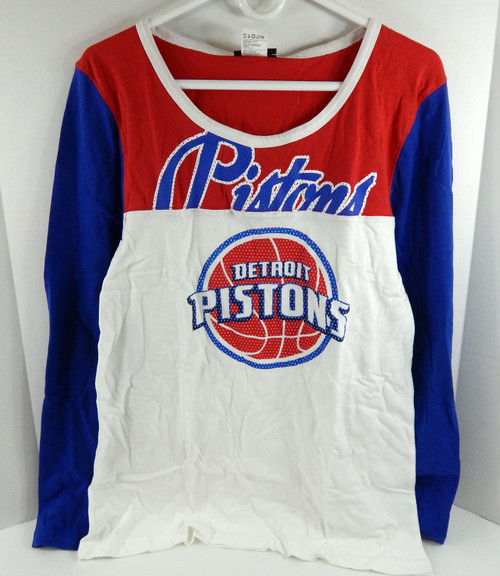 Ladies Detroit Pistons Auth White Longsleeve Crew Shirt 5th & Ocean NWT XL 151S