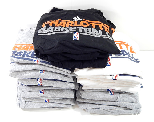 Lot of (32) Charlotte Bobcats Adidas Team Issued Tee Shirts Multi Colors Sizes