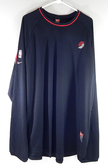 Portland Trail Blazers Nike Team Issued Warm Up Shirt Long Sleeve Black NOS 3XL