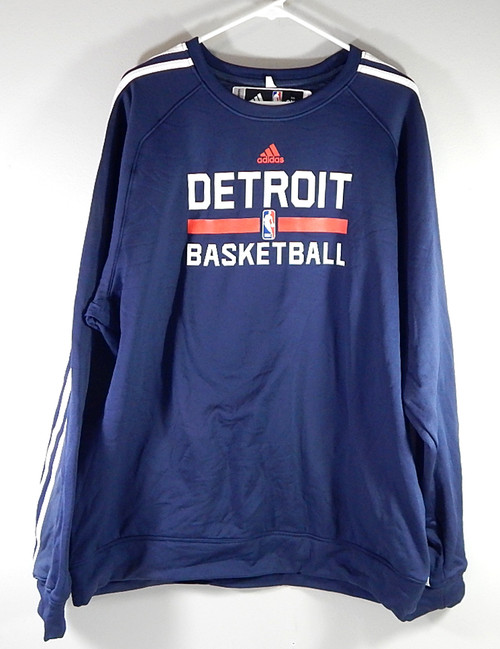 Detroit Pistons Basketball Adidas Team Issued Warm Up Sweatshirt Navy XL +2"