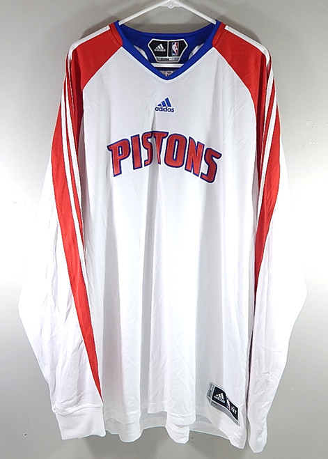 Detroit Pistons Adidas Clima365 Team Issued Warm Up LS Shirt White 3XL Tall