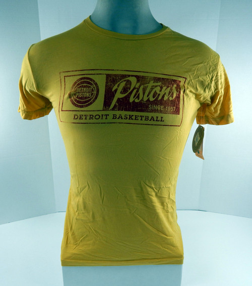 Womens Detroit Pistons Authentic Yellow Shirt Sun C-Bread Sportiqe NWT S 085S