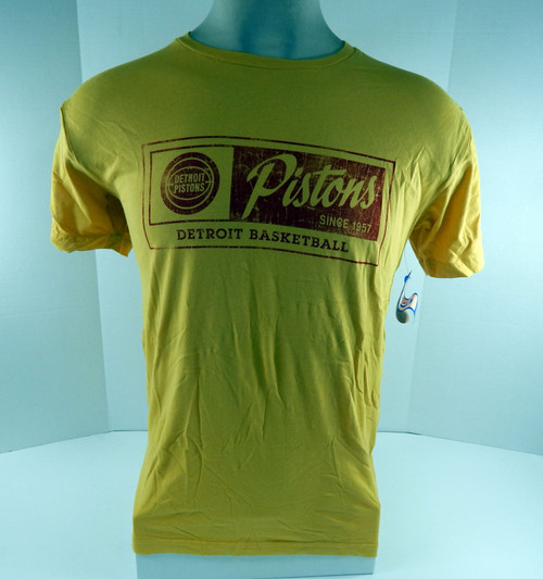 Detroit Pistons Authentic Yellow Shirt Sun C-Bread Sportiqe NWT L 087S
