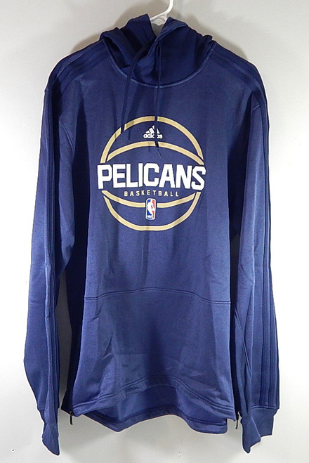 New Orleans Pelicans Adidas Team Issued Warm Up Hoodie Sweatshirt Navy 2XL +2"