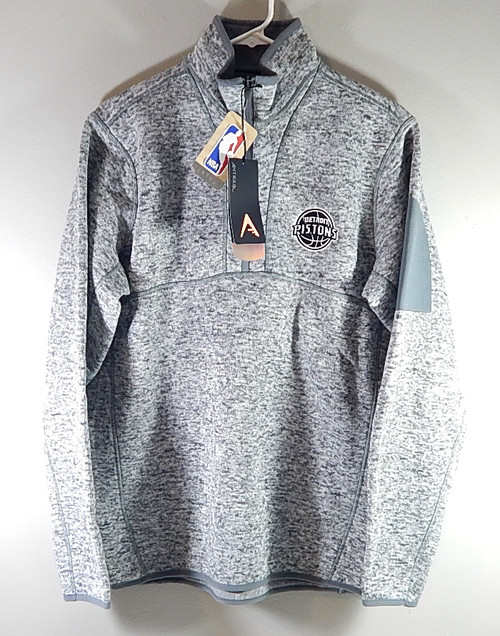 Detroit Pistons Antigua Team Issued 1/4 Zip Sweater Sweatshirt Gray New Medium