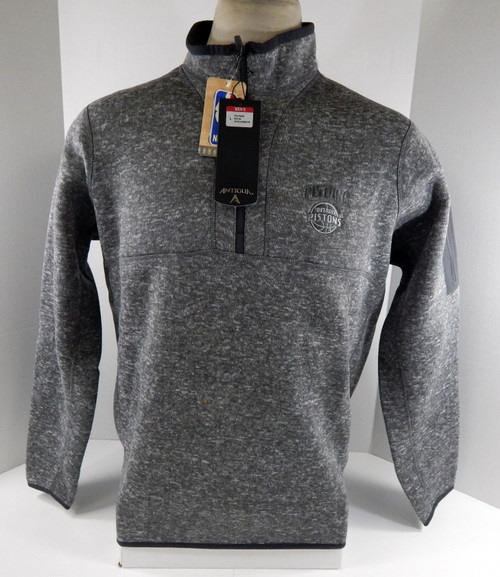 Mens Detroit Pistons Authentic Grey Quarter Zip Jacket Fortune Antigua NWT L 69S