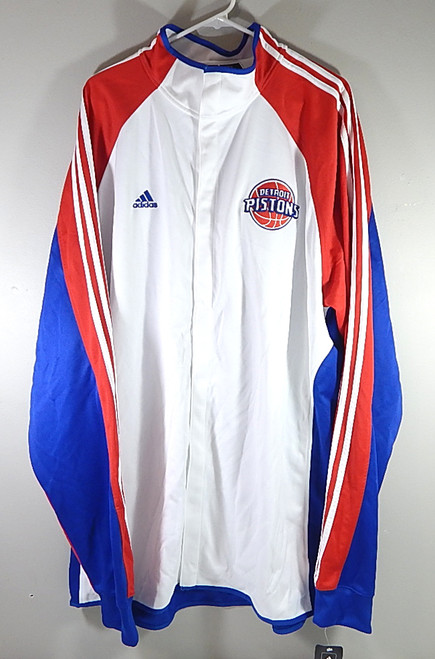 Detroit Pistons Adidas Warm Up Jacket Team Issued White Red Blue 3XL +4"