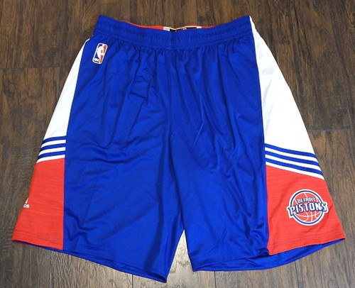 Detroit Pistons Team Issued Basketball Shorts Adidas Red White Blue New 2XL +2"
