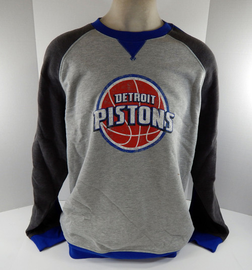 Men Detroit Pistons Authentic Grey Crewneck Sweatshirt Orginal Adidas NWT 2XL 1S
