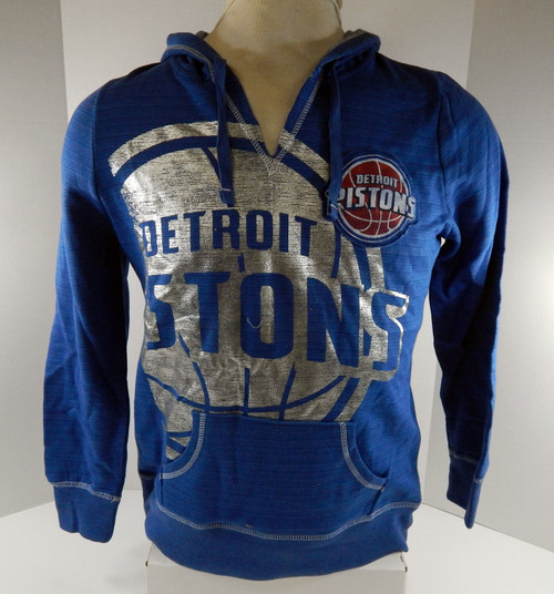 2014-15 Ladies Detroit Pistons Auth Blue Hoodie Sweatshirt Cross Icon L 44S