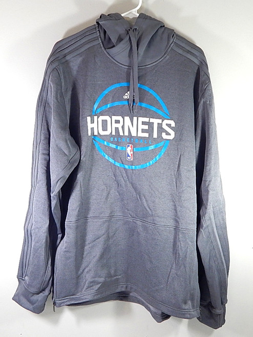 Charlotte Hornets Basketball Logo Adidas Team Issued Hoodie Gray 2XL New