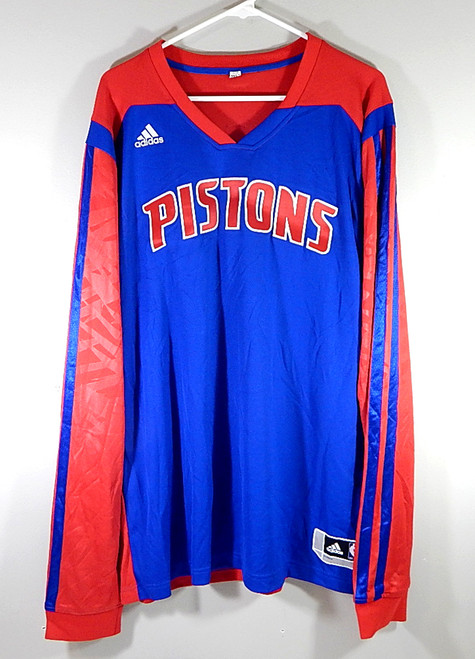 Detroit Pistons Adidas Warm Up Long Sleeve Shirt Team Issued Red New 3XL +2"