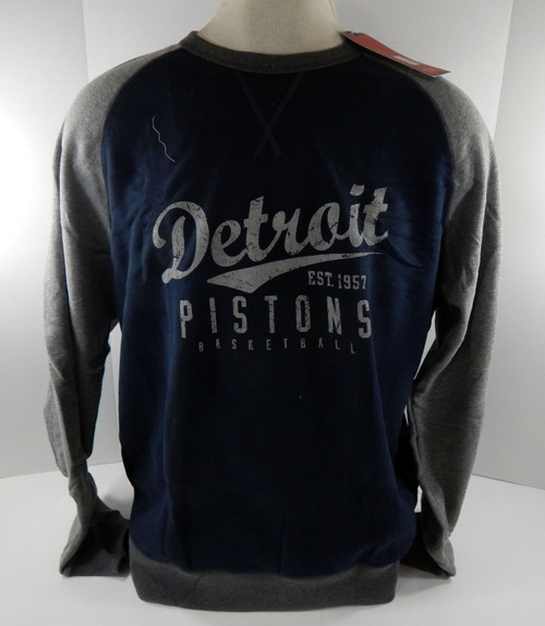 Men's Detroit Pistons Authentic Navy Crewneck Sweatshirt Champion 2XL 13S
