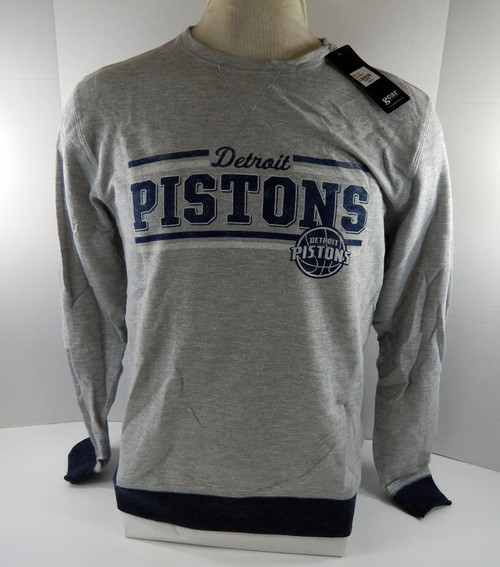 Men's Detroit Pistons Authentic Grey Casual Crewneck Sweatshirt L 15S