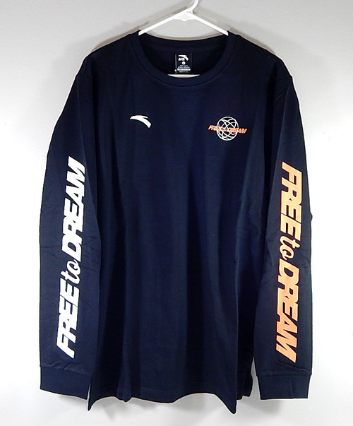 Anta Sports Free To Dream Long Sleeve Tee Shirt Size 3XL Basic Black New