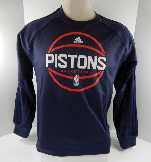 2016-17 Mens Detroit Pistons  Navy Pre Game Crewneck Sweatshirt Adidas NWT L 20S
