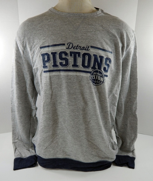 Men's Detroit Pistons Authentic Grey Casual Crewneck Sweatshirt 2XL 17S