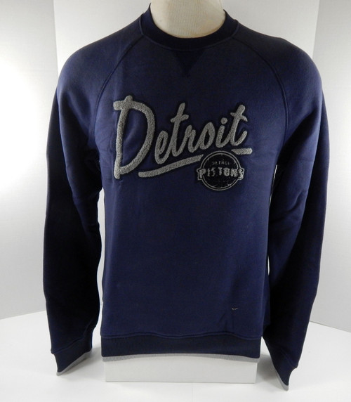 2016-17 Mens Detroit Pistons  Navy Crewneck Sweatshirt Orginal Adidas NWT M 28S