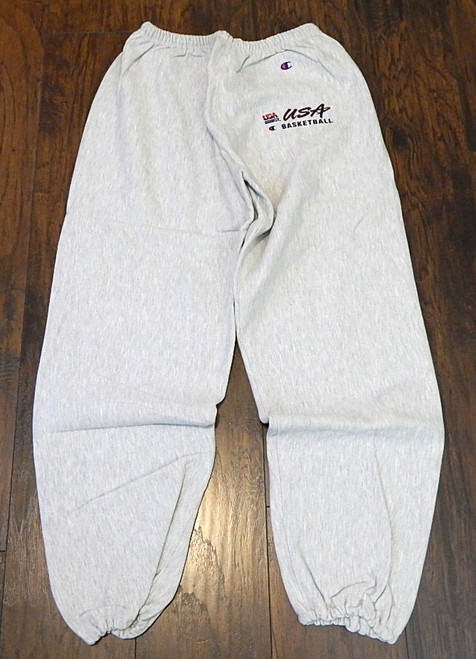 Team USA Basketball Script Logo Champion Warm Up Pants Gray Large New