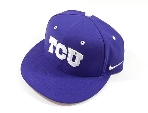 TCU Horned Frogs Nike True Dri-Fit Team Issued Hat Cap Purple New 7 3/4