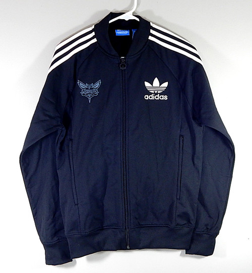 Charlotte Hornets Adidas 3 Stripe Team Issued Warm Up Jacket Black New Medium