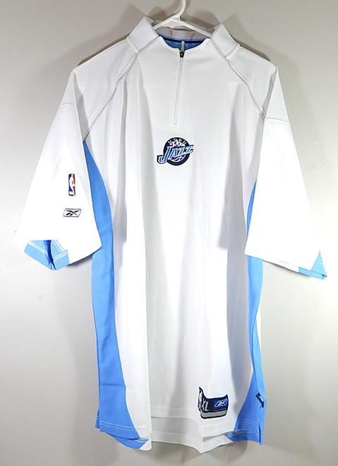 Utah Jazz Reebok NBA Team Issued Shooting Shirt White Blue XL New