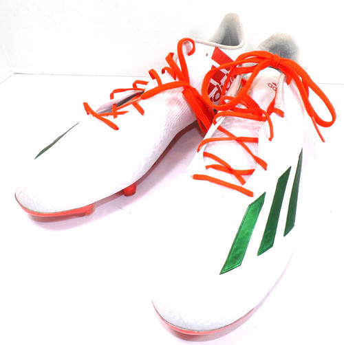 2016  adidas adizero Men's Size13 1/2 White/Orange Football Cleats #114277437