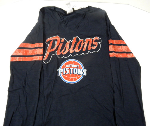 Ladies Detroit Pistons Authentic Navy Boat V-Neck Shirt 5th & Ocean M 84S