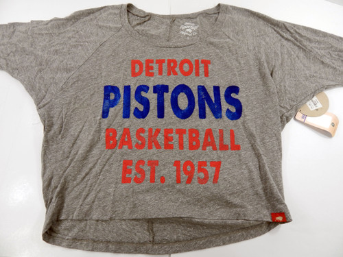 Ladies Detroit Pistons Authentic Grey Boatneck T-Shirt Sportiqe NWT S  970S