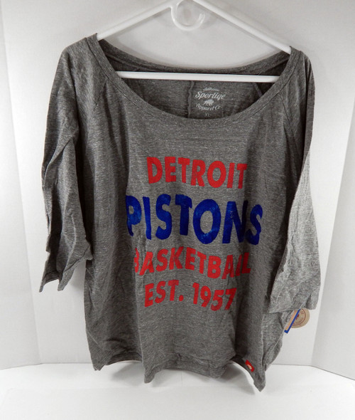Ladies Detroit Pistons Authentic Grey Boatneck T-Shirt Sportiqe NWT XL 972S