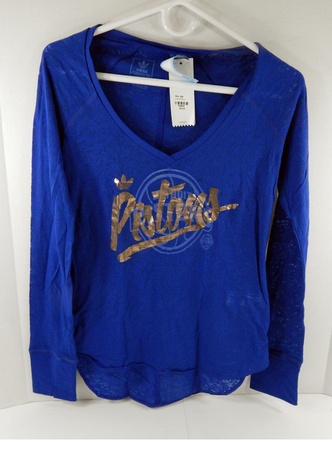 2014-15 Womens Detroit Pistons Authentic Blue V-Neck Shirt Adidas NWT S  66S