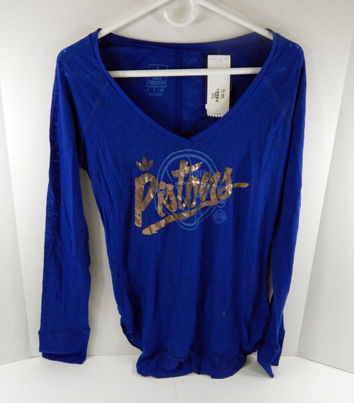2014-15 Womens Detroit Pistons Authentic Blue V-Neck Shirt Adidas NWT M  67S