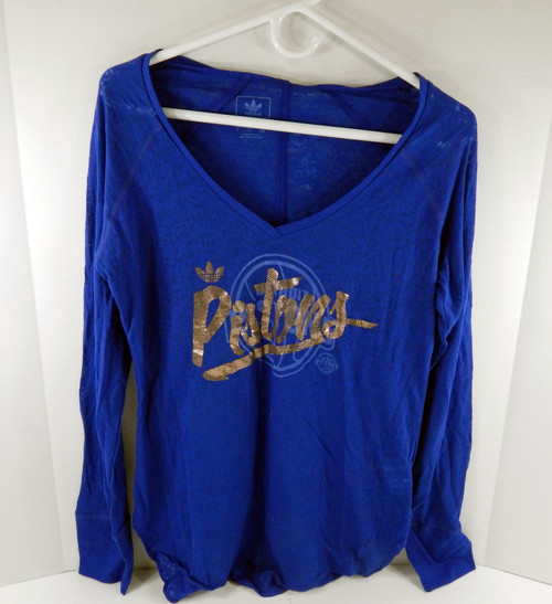 2014-15 Womens Detroit Pistons Authentic Blue V-Neck Shirt Adidas NWT L  68S