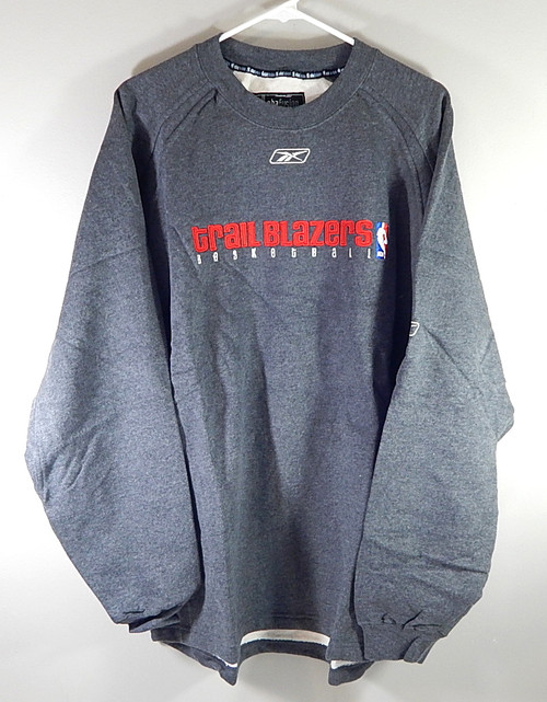 Portland Trail Blazers Reebok NBA Warm Up Crewneck Sweatshirt Size 2XL Gray New