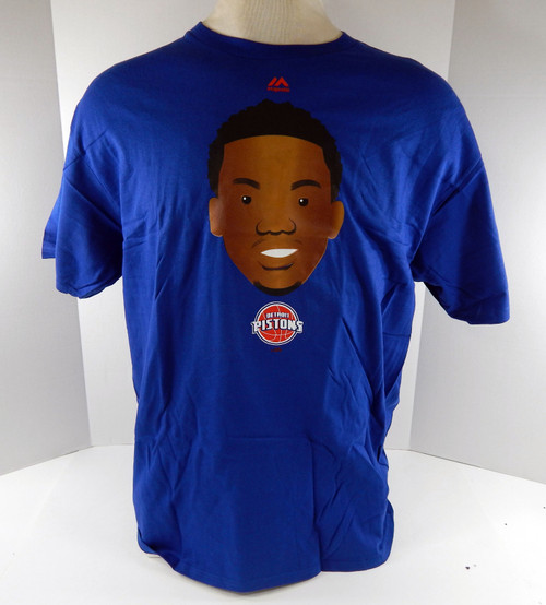 Mens Detroit Pistons Reggie Jackson Auth Blue Shirt Player Tee Majestic XL 33S