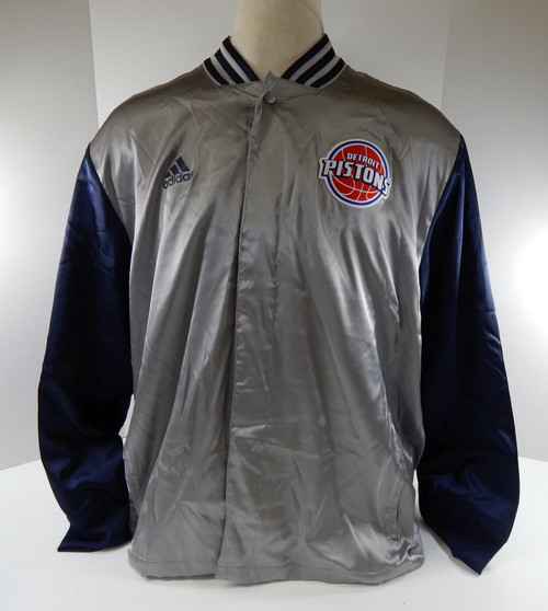 2014-15 Men's Detroit Pistons Authentic Silver Warm Up Jacket Adidas 2XL 19S