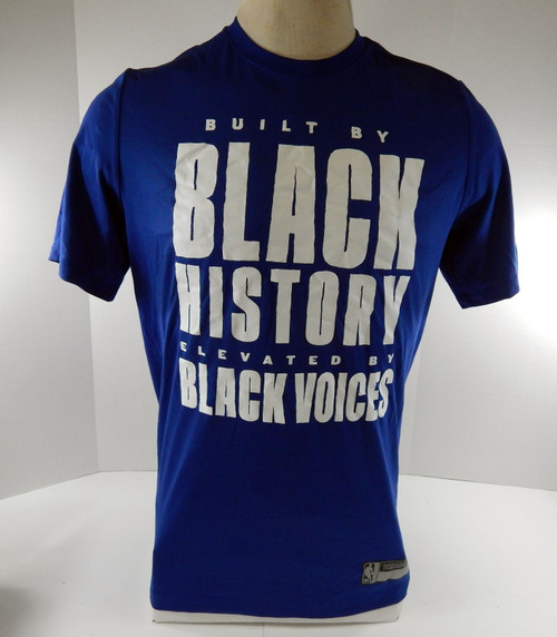 2023-24 Detroit Pistons Team Issued Blue T-Shirt Black History Month L 858S