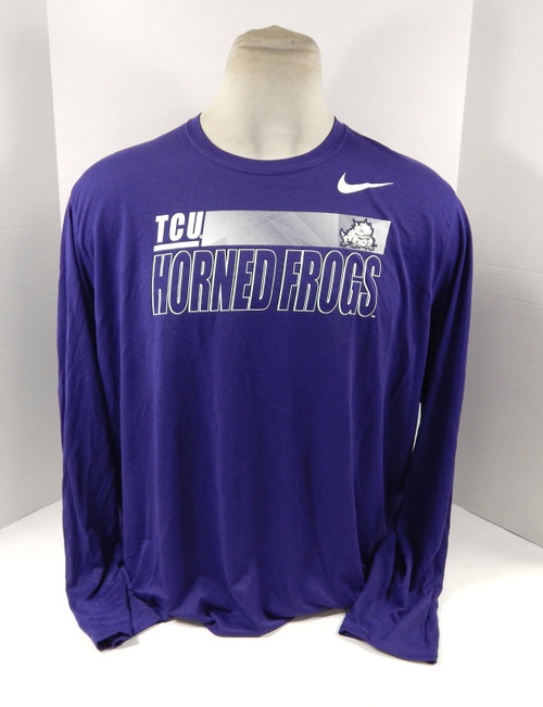 Mens TCU Horned Frogs Team Issued THE NIKE TEE Purple DRIFIT L/S Shirt Nike 2XL