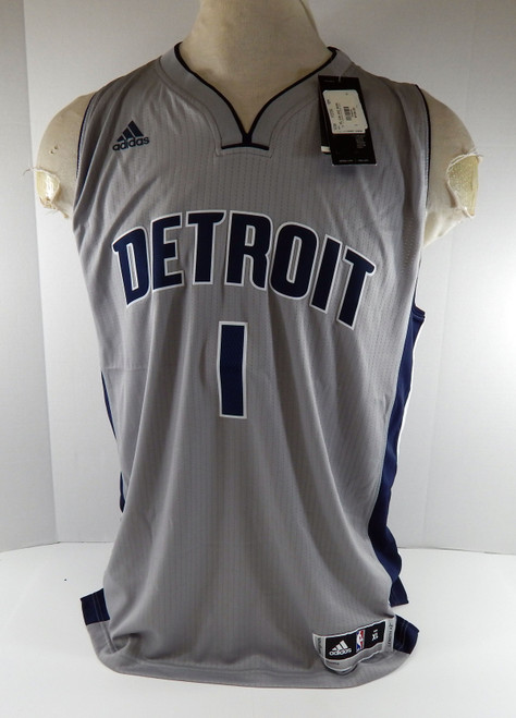 2015 Men Detroit Pistons Reggie Jackson #1 Swingman Grey Jersey MotorCity XL 0