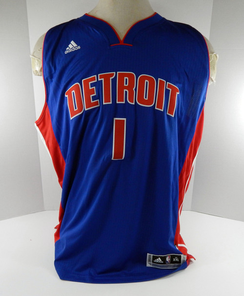 2015-16 Men Detroit Pistons Reggie Jackson #1 Authentic Blue Jersey Adidas 2XL 5