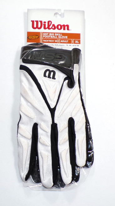 Wilson GST Big Skill Football Gloves TackTech 3D White/Black Adult Size XL