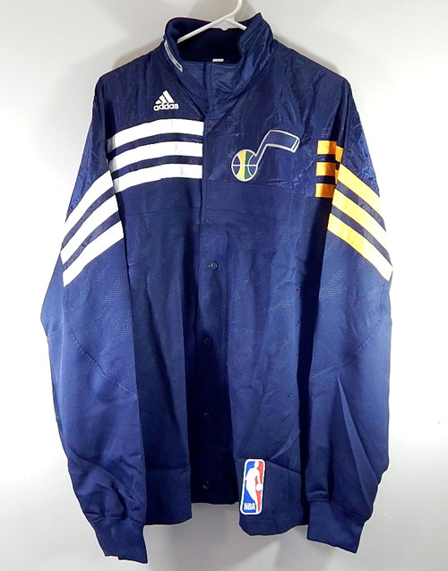 Utah Jazz Adidas NBA Authentics Team Issued Warm Up Jacket 2XL +2" Navy New