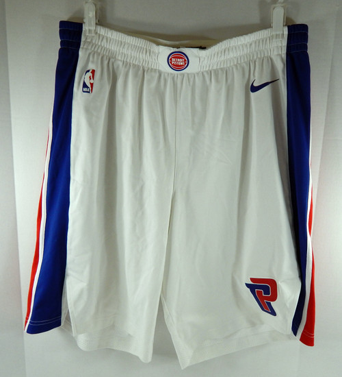 2017-18 Detroit Pistons Game Issued White Shorts 866085-100 44+3 879S