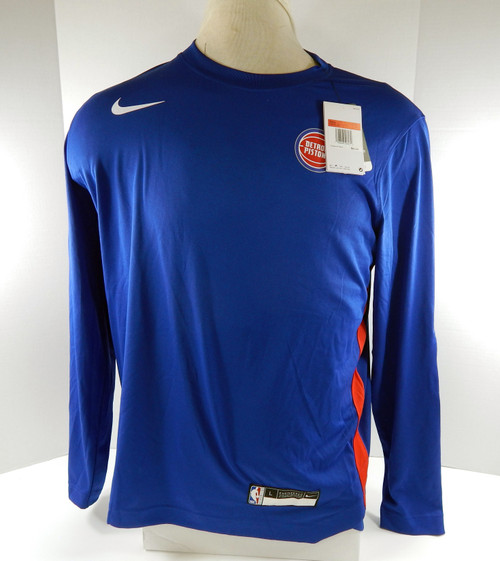 2023-24 Detroit Pistons Game Issued Blue Shooting Shirt Nike L 43S