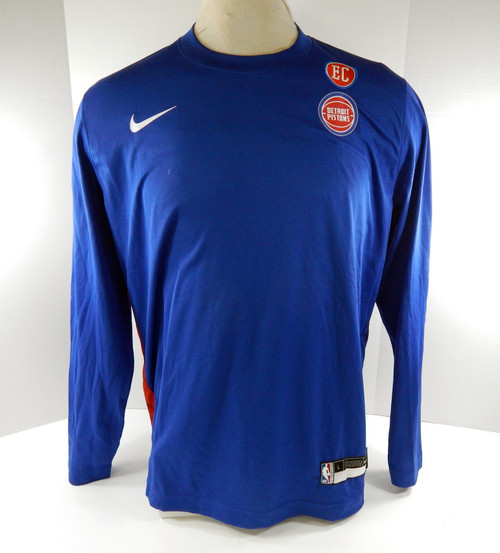 2023-24 Detroit Pistons Game Issued Blue Shooting Shirt Nike LT 44S