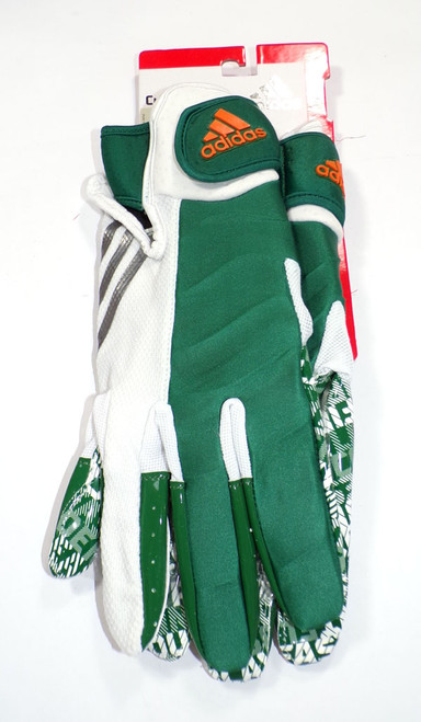 Miami Hurricanes adidas CrazyQuick 3.0 PlayFaster  Receiver Gloves Size 4XL