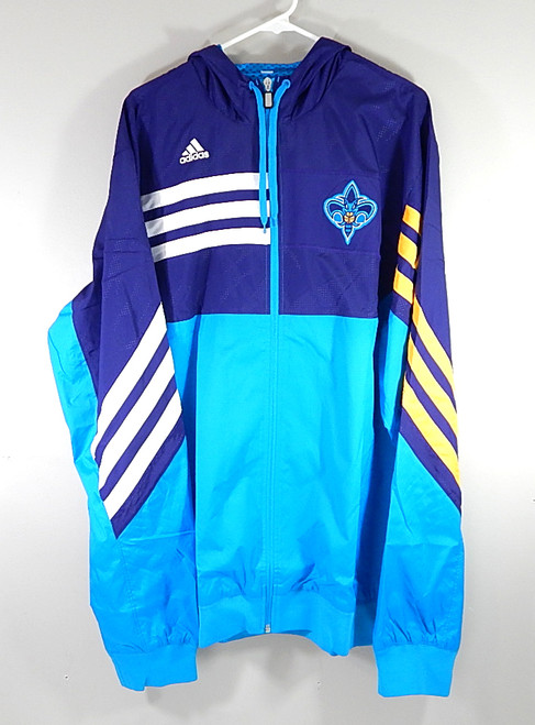 New Orleans Hornets NBA Adidas Hooded Warm Up Jacket 2XL +2 Purple Teal New