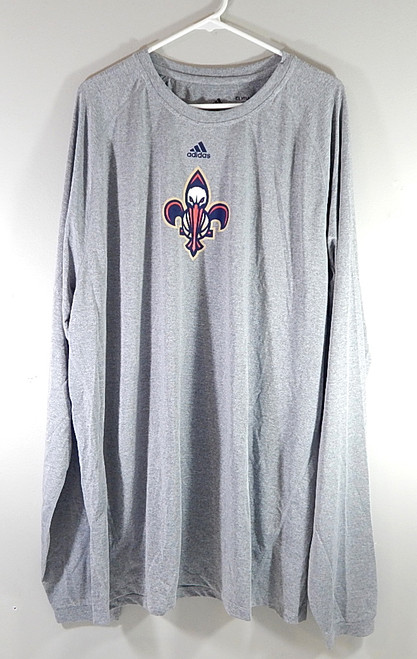 New Orleans Pelicans Adidas Climalite LS Warm Up Shirt Heather Gray 3XLT New