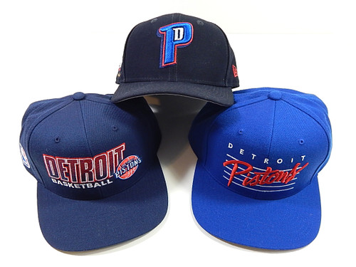 Lot of (3) Detroit Pistons Snapback Hats Mitchell & Ness New Era NBA Champions
